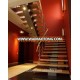 Steel-wood stairs Indoor steel solid wood staircase Interior LED luminous steel wood staircase L-361