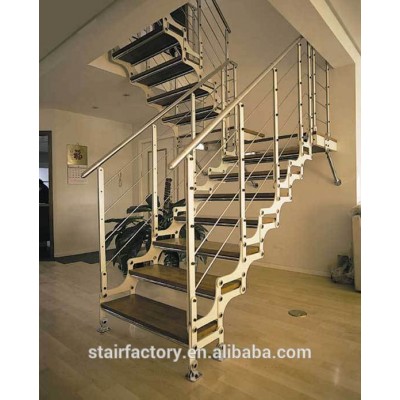 Australian Fashion Indoor Stairsindoor wood treads staircase UUsed indoor steel-wood stair Aluminum alloy handrail stairsTS-359