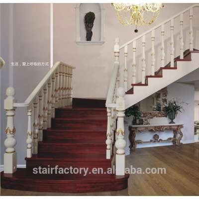 European fashion wooden staircase, beech, oak staircase, solid wood treads, wood railings, TS-206