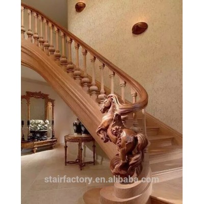 High-end fashion curved arc Solid wood spiral staircase, TS-49