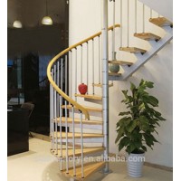 Fashion used indoor spiral staircase,modern spiral staircase, wood treads, steel supports, L-394