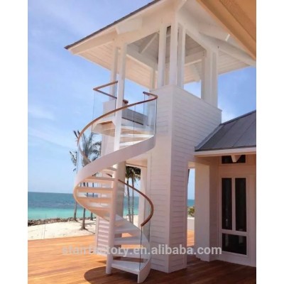 European Fashion Curve Shape stair, steel-glass spiral staircase,prefabricated spiral stairs,TS-105