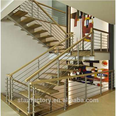 modern indoor attic metal used wood stairs,Solid wood treads,Wood handrails,TS-214