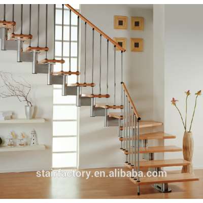 Modern steel and wood staircase indoor used steel and wood staircase designs Solid wood treads TS-233